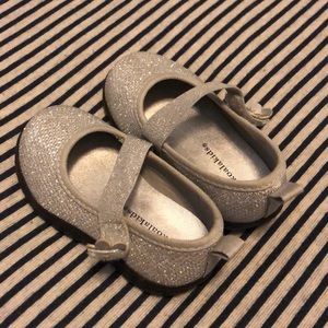 Silver sparkly toddler girls flats